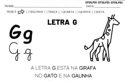 atividade de caligrafia letra g